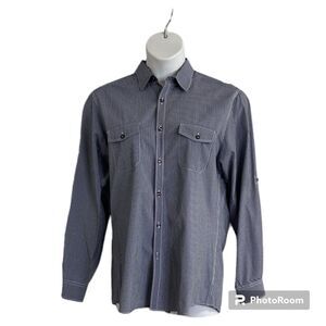 PARC 81 Mens Blue Plaid Lightweight Dress Shirt size Large Nice!